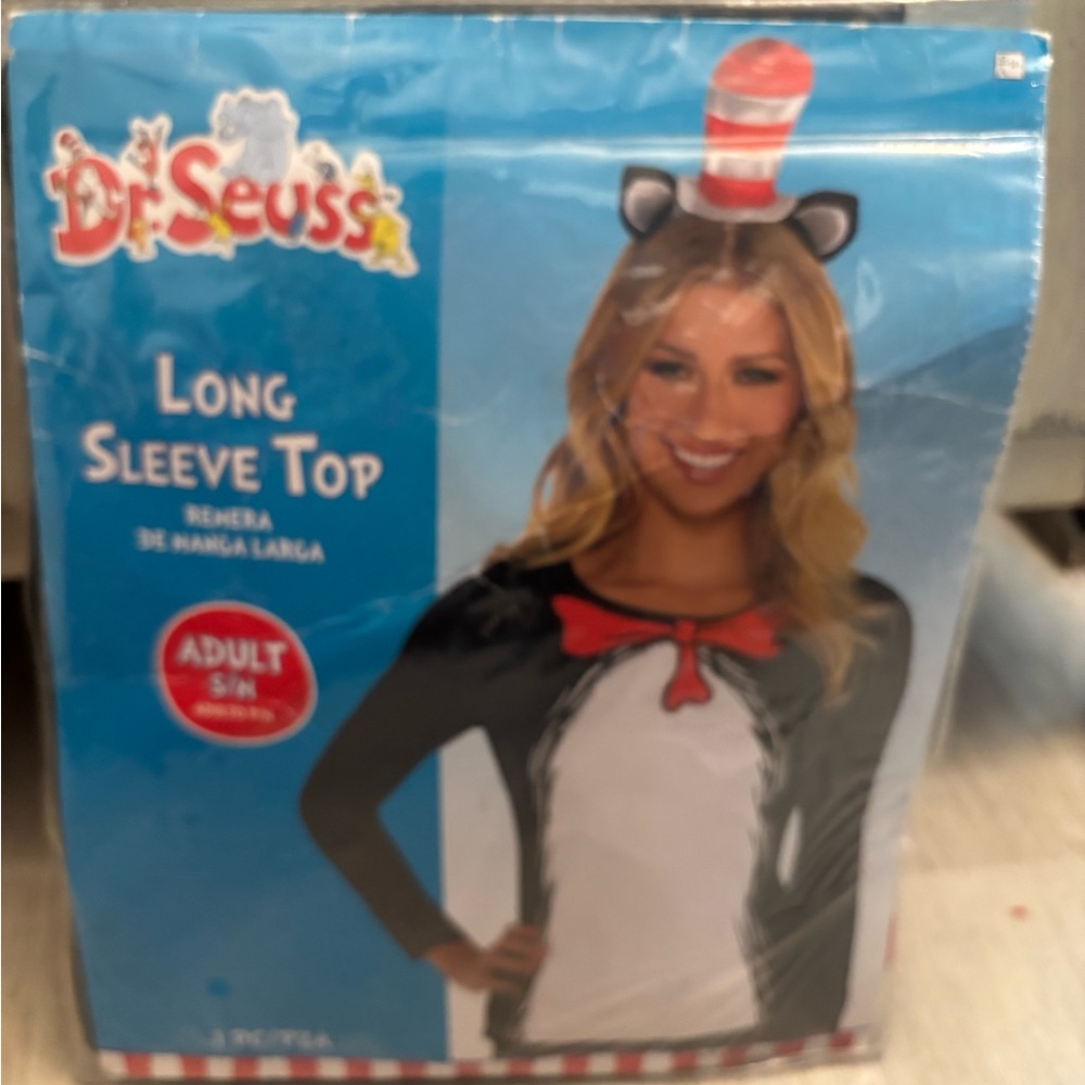 Dr. Seuss Black, White & Red Cat in the Hat Top and headband Hat.